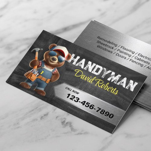 Handyman Bear House Repair  Maintenance Service Business Card