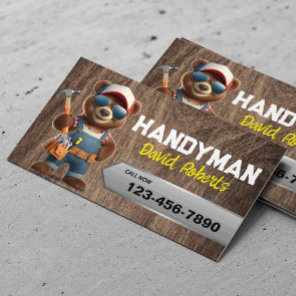 Handyman Bear Woodworker House Repair Service Wood Business Card