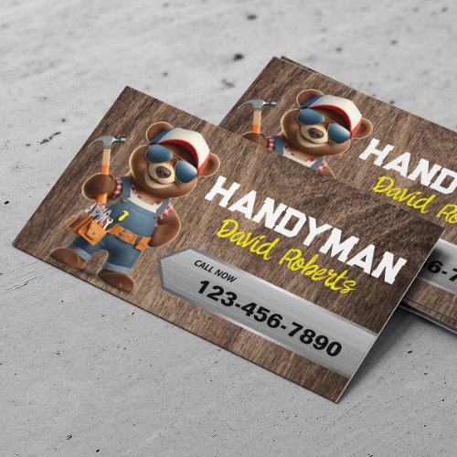 Handyman Bear Woodworker House Repair Service Wood Business Card