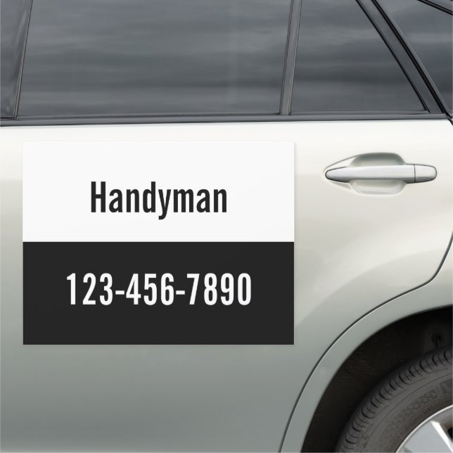 Handyman Black and White Promotional Template Car Magnet (In Situ)