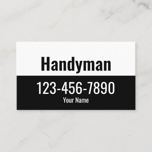 Handyman Black and White Text Template Business Card
