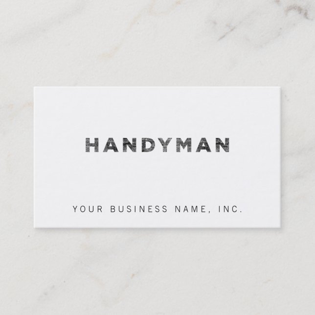 Handyman [Black Faux Letterpress Style] Business Card (Front)