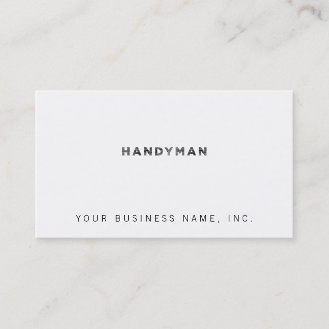 Handyman [Black Letterpress Style] Business Card (Front)