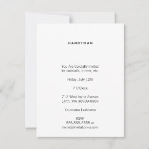 Handyman [Black Letterpress Style] Invitation