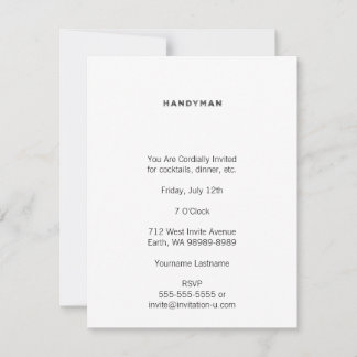 Handyman [Black Letterpress Style] Invitation