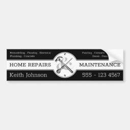 Handyman Black Modern Professional Construction Bumper Sticker | Zazzle