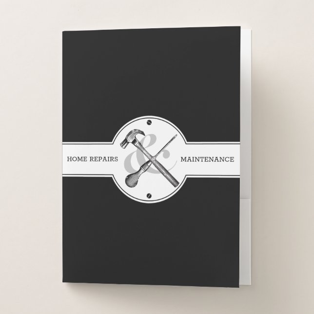 Handyman Black Modern Professional Construction Pocket Folder (Front)