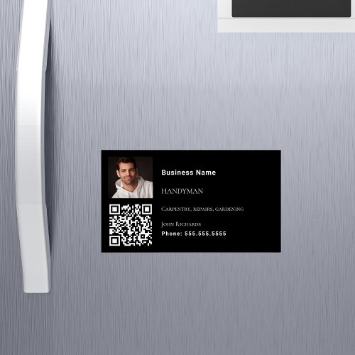 Handyman black photo QR code Business Card Magnet