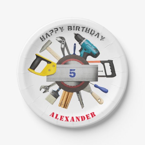 Handyman Boy Tools Birthday Party Paper Plate