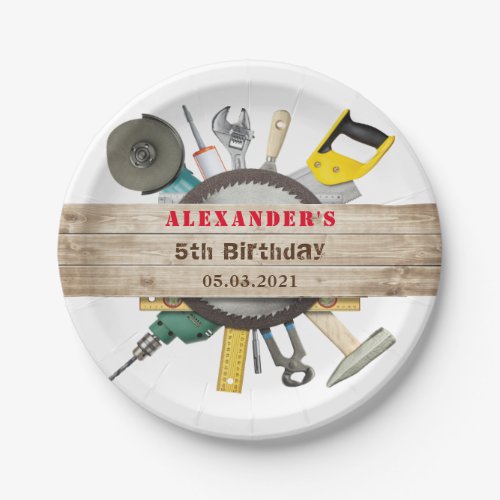 Handyman Boy Tools Birthday Party Paper Plate