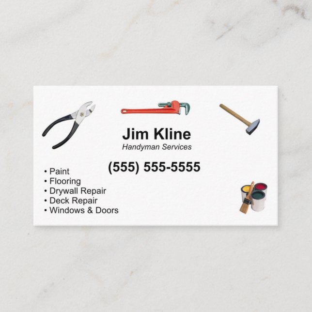 handyman business card maintenance man home repair (Front)