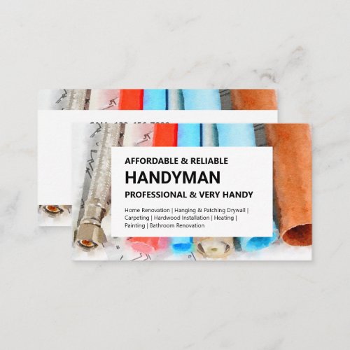Handyman Business Card _ Rustic Plumbing Pipes