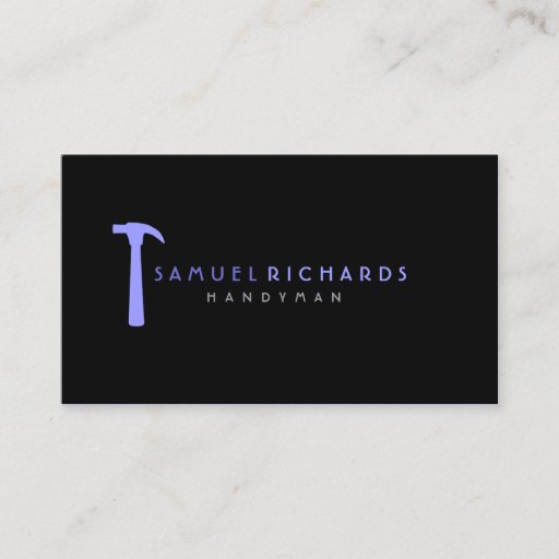 Customizable Handyman Business Card Simple Hammer Silhoutte