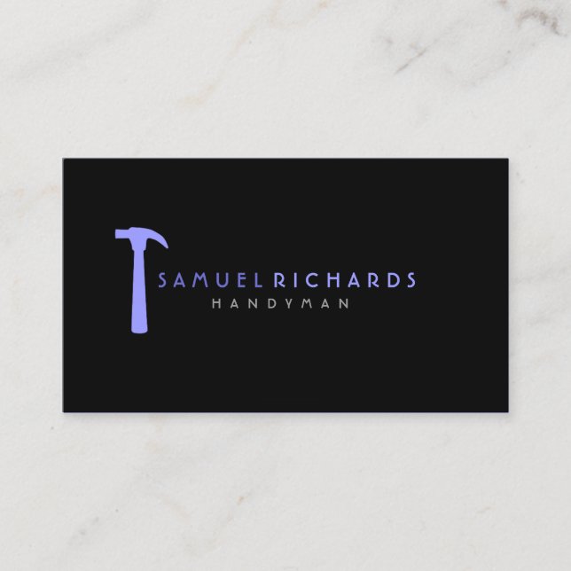 Handyman Business Card Simple Hammer Silhoutte (Front)