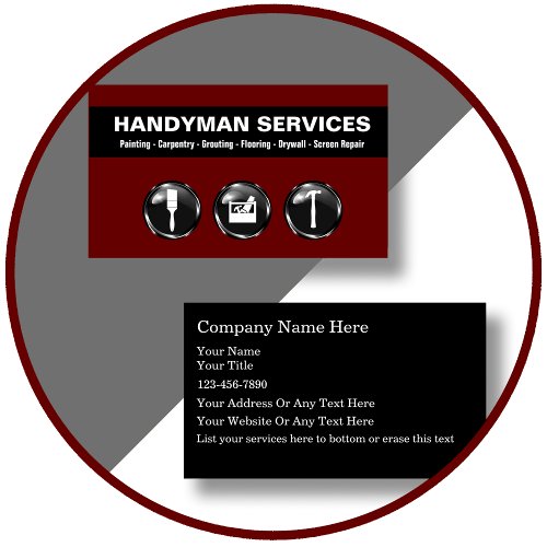 Handyman Business Cards Cool Design