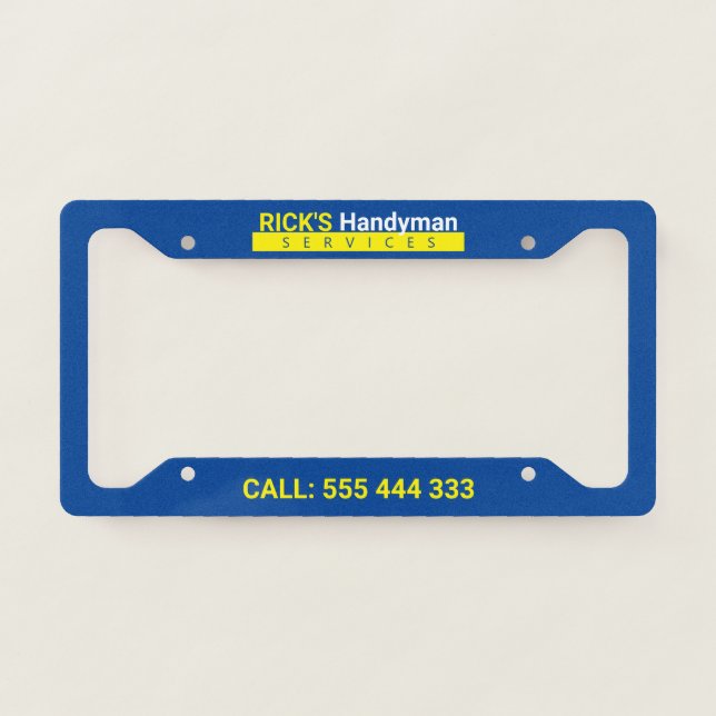 Handyman Business License Plate Frame (Front)