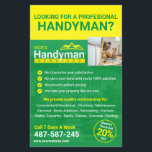 Handyman Business Promo Flyer - Home Business<br><div class="desc">Create your own personalized flyer for your Handyman Business by changing the custom logo, name, contact information, phone number, title, business name... well, you get the picture! Stand out from the crowd with your unique style and branding today! No minimums, but enjoy significant savings on bulk orders! See Full Set:...</div>