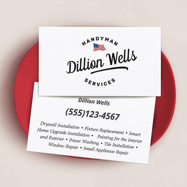  Handyman Carpenter  American Flag  Business Card (Creator Uploaded)