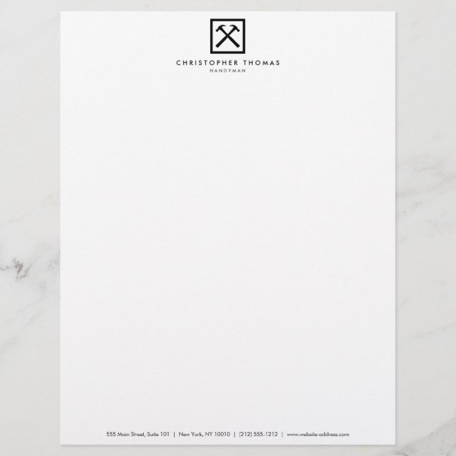Handyman, Carpenter, Builder Logo Letterhead (Front)