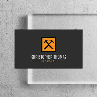 Handyman, Carpenter, Builder Orange Logo on Gray Business Card