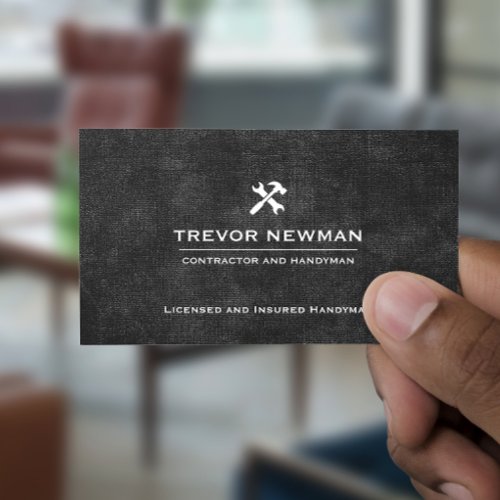 Handyman Carpenter Construction Grunge Black Business Card