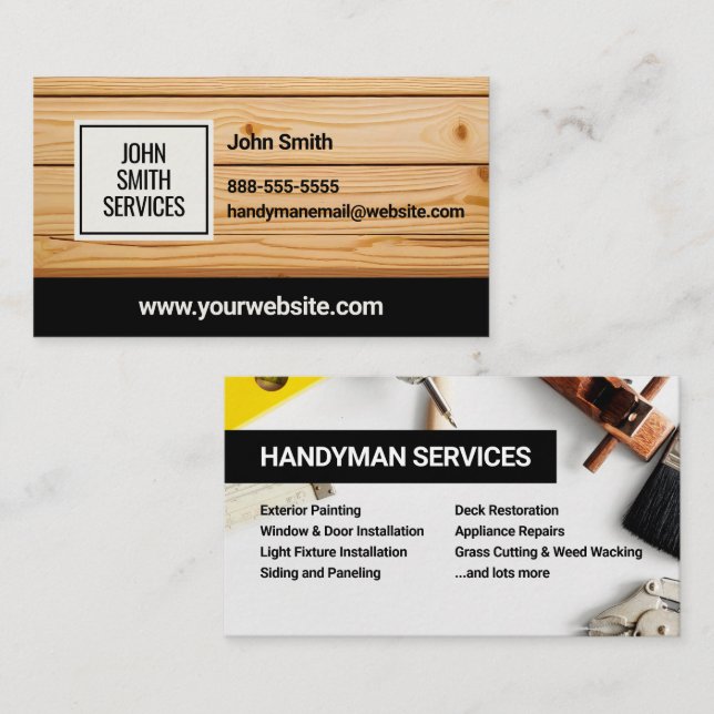 Handyman Carpenter Home Renovations Services Business Card (Front/Back)