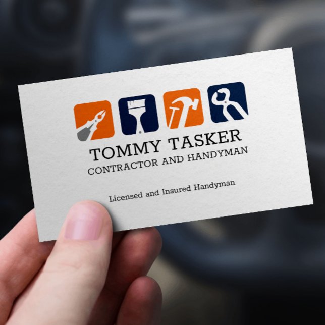 Handyman Carpenter Home repair Tools Logo Business Card (Creator Uploaded)