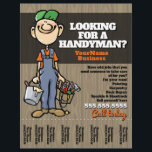 Handyman Carpenter Plumber Painter Earn Money Flyer<br><div class="desc">Super unique and eye catching flyer to help you find work as a handy man, carpenter, framer, deck builder, fix-it guy. This friendly, simple drawing of a happy worker with a big smile and hands full of paint and tools is sure to catch peoples' eyes and charm them into calling...</div>
