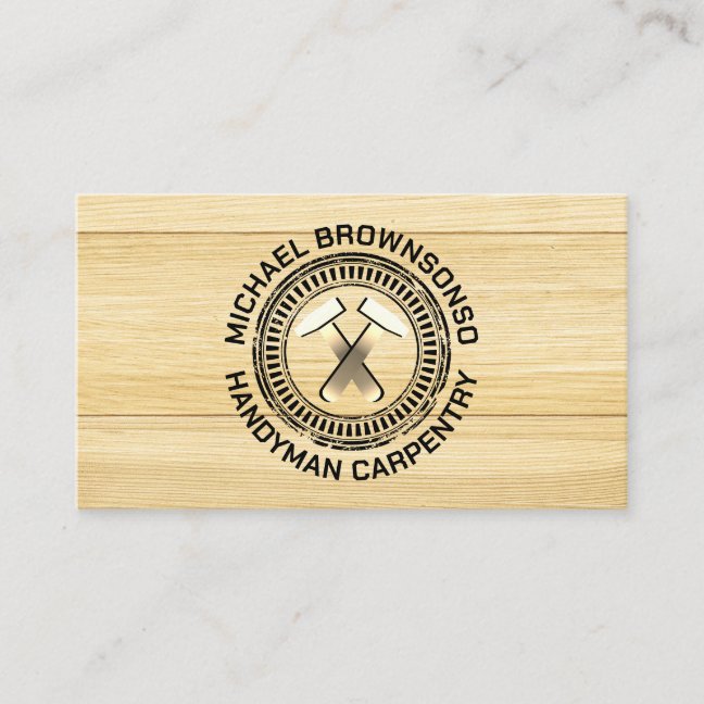 Handyman Carpenter Plywood Construction Business Card