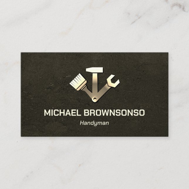 Handyman Carpenter Services Metallic Business Card (Front)