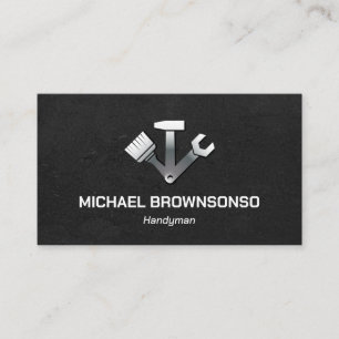 Handyman Carpenter Services Simple Black Business Card