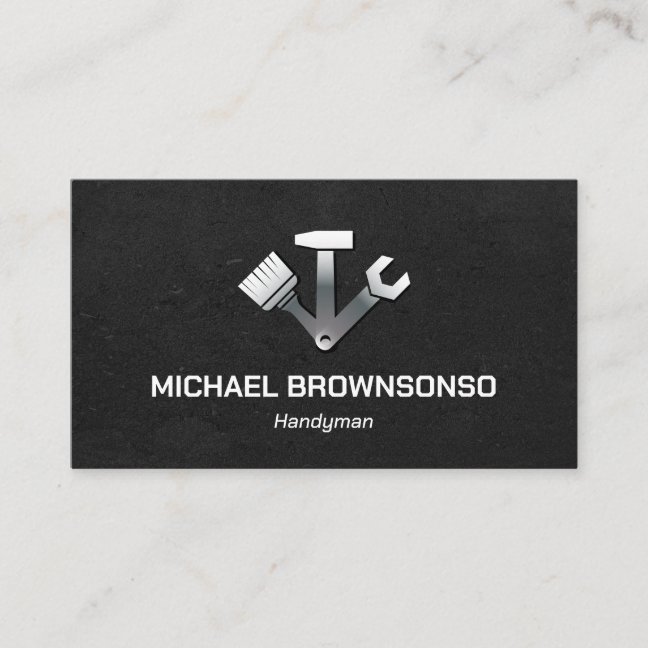 Handyman Carpenter Services Simple Black Business Card