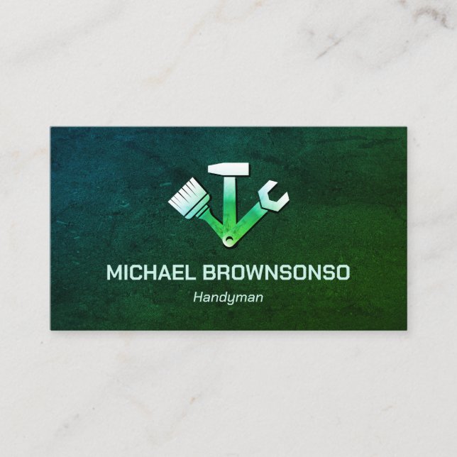 Handyman Carpenter Services Simple Green Dust Business Card (Front)