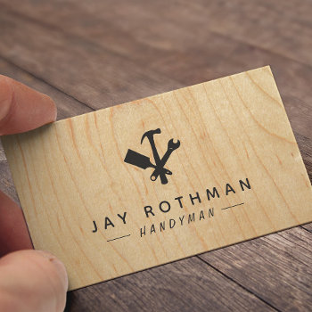 Handyman / Carpenter Tools Home Improvement Wood Business Card by sm_business_cards at Zazzle