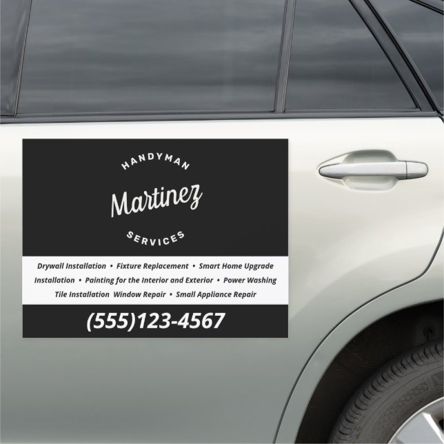 Handyman Carpentry Business Card Car Magnet (In Situ)