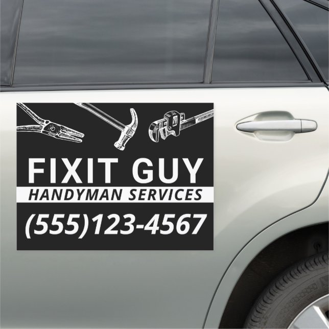 Handyman Carpentry Business Card Car Magnet (In Situ)