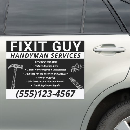 Handyman Carpentry Business Card Car Magnet