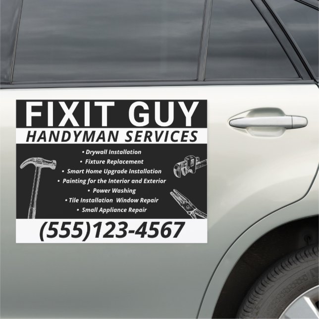 Handyman Carpentry Business Card Car Magnet (In Situ)