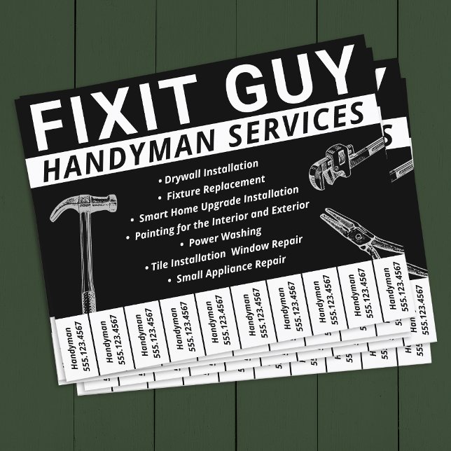 Handyman Carpentry Tear Off Phone Number Flyer (Creator Uploaded)