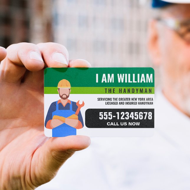 Handyman Cartoon Guy House Repair & Maintenance  Business Card (Creator Uploaded)