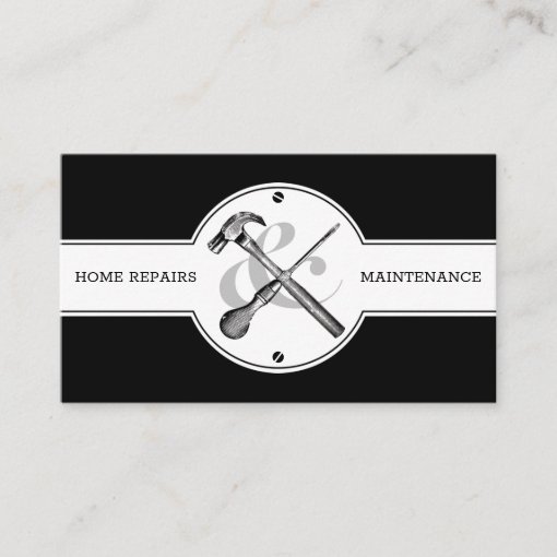 Handyman Construction Black Professional Modern Business Card | Zazzle