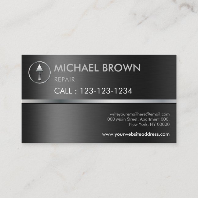 Handyman Construction Metal Repairman grey Business Card