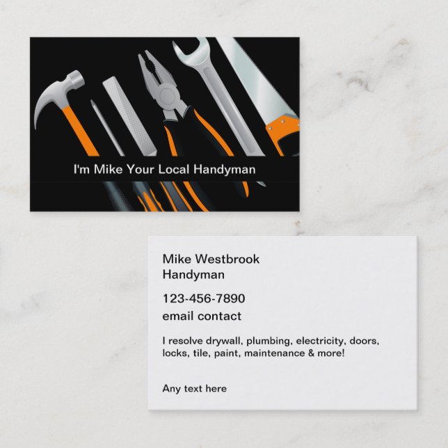 Handyman Construction Remodeling Business Card (Front/Back)