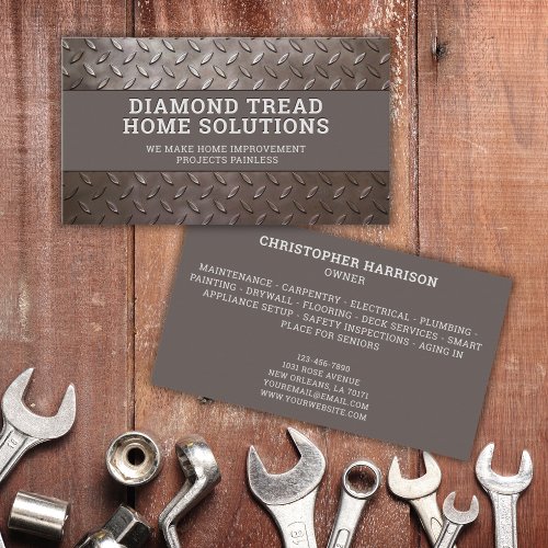 Handyman Construction Repair Service Metal Steel Business Card