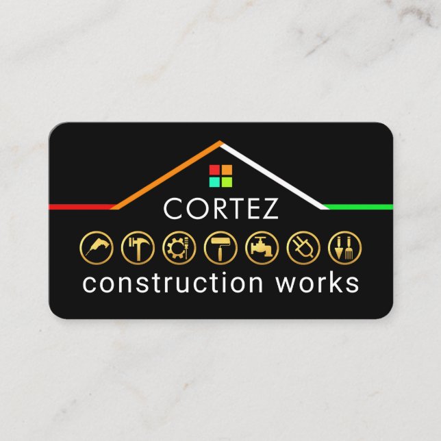 Handyman Construction Service Building Rooftop Business Card (Front)