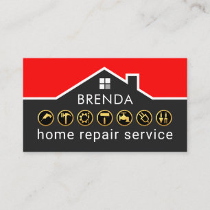 Handyman Construction Service Rooftop Frame Business Card