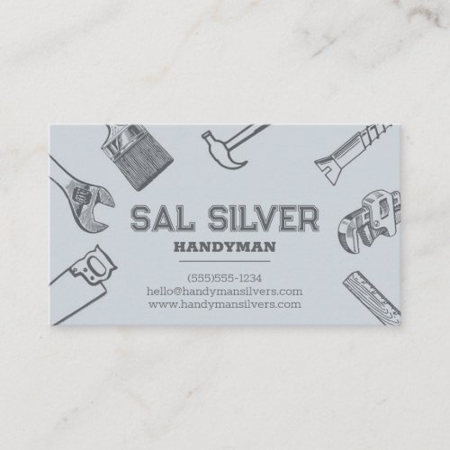 Handyman Construction Tools Silver Business Card