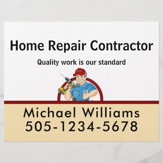 Handyman Contractor Home Repair Advertise Letterhead (Front)