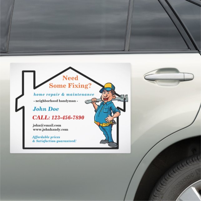 Handyman Contractor Home Repair Truck Door  Car Magnet (In Situ)