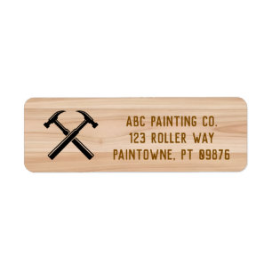 Handyman Contractor Rustic Wood Hammer Address Label
